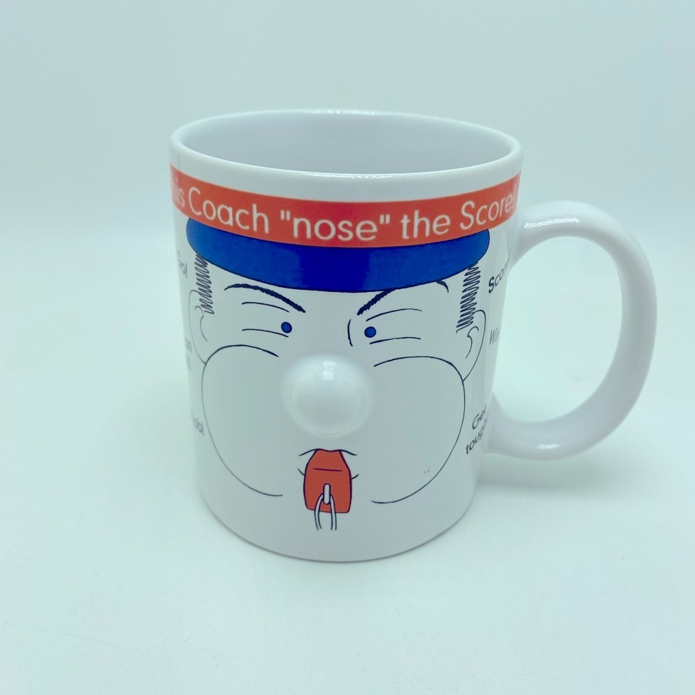 Ganz Coach Themed White Mug with Blue and Orange Accents 3D Nose